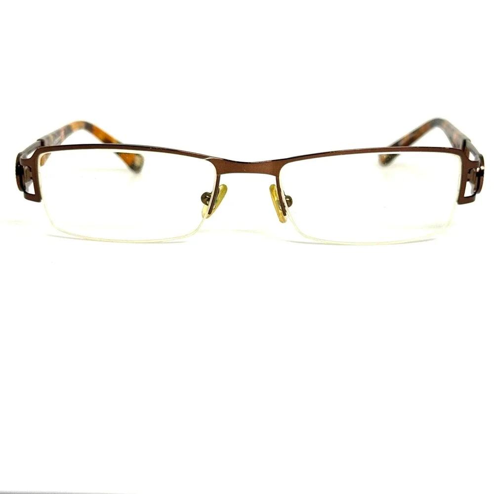 Liz Claiborne L351 Bronze Tortoise Rectangular Semi Rimless Eyeglasses 53-18